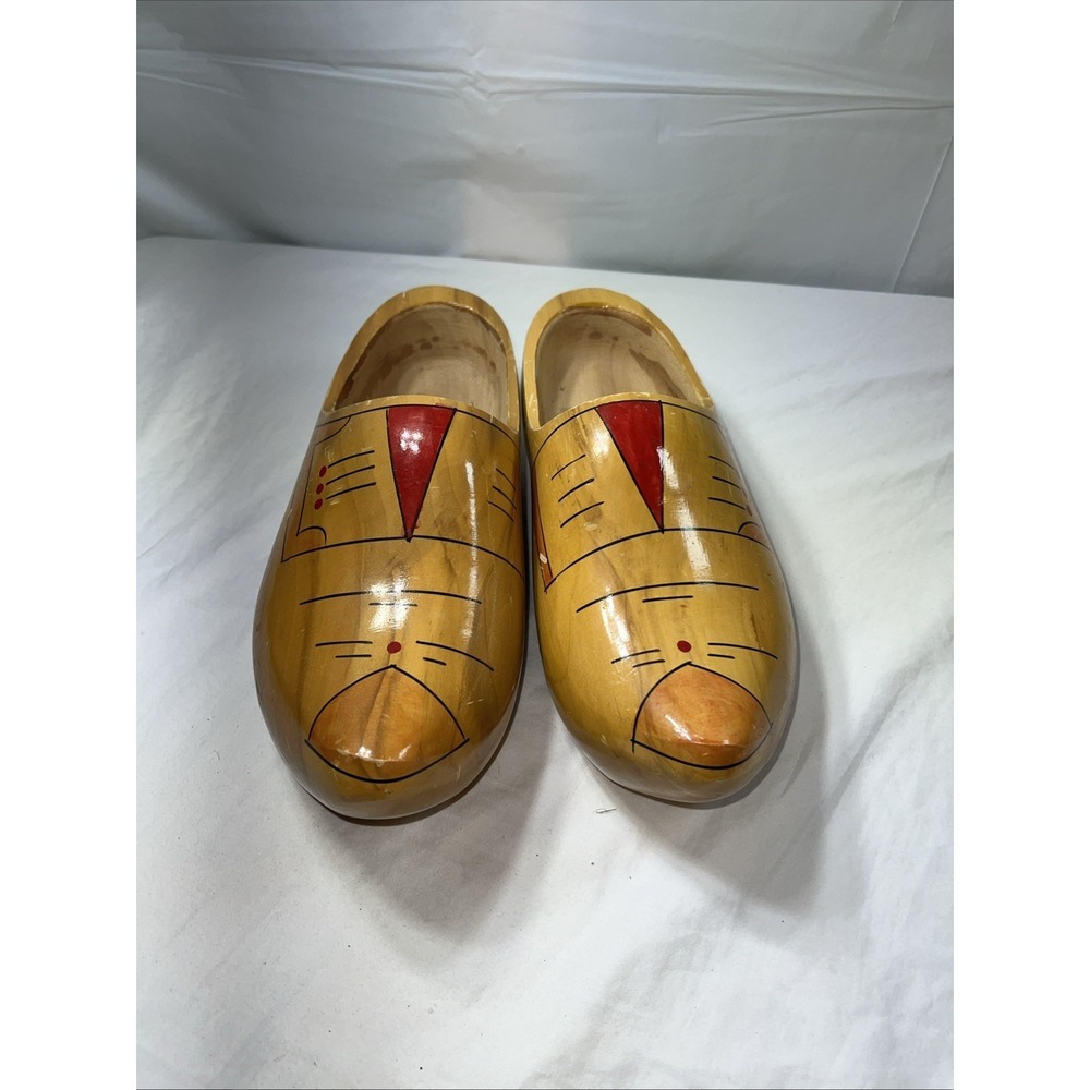 Yellow Wooden Dutch Shoes Clogs Holland Shoes 11" X3.5"